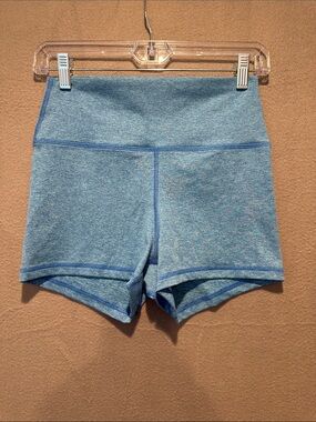 Fleo Heathered Sky Blue High-Waist Athletic Shorts